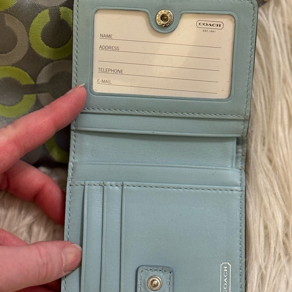 Like New Cute Coach Grey & Green Crossbody With New Matching Wallet! - Picture 7 of 9